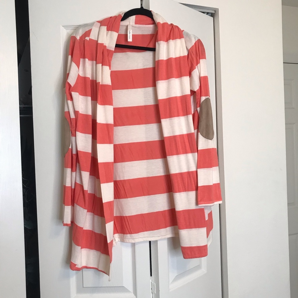 Orange/pink and white striped dress